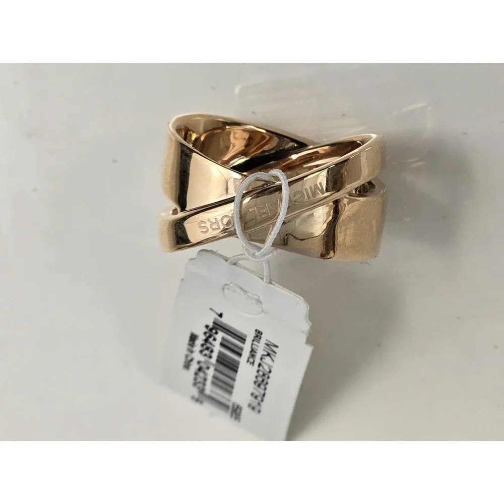 Michael Kors Brilliance Rose Gold & Crystal X‎ Ring Size 9 MKJ28697919 New